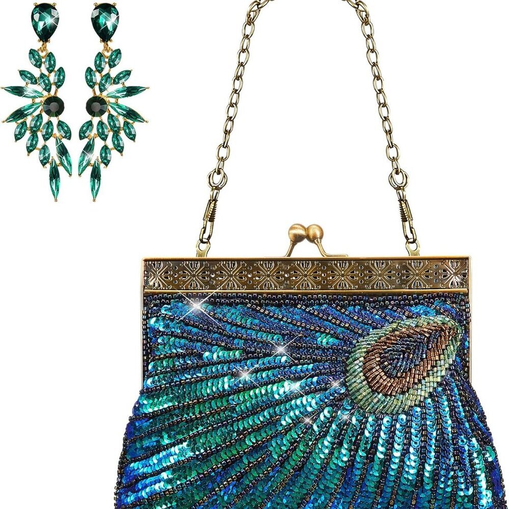 Peacock Purses Peacock Earrings Peacock Clutch Bags Dangle Earrings Women's Even